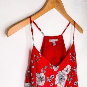 Peace & Pearls Red Floral Top